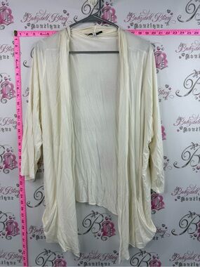 M.I.K.O. Plus cardigan white Cream Open Front Cardigan flowy